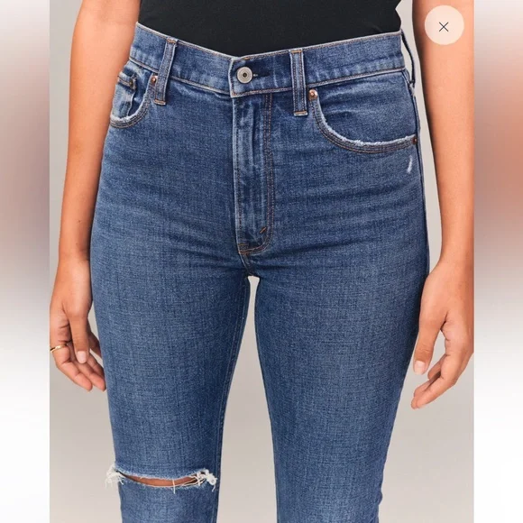 Abercrombie The Skinny High Rise Distressed - Curve Love - Picture 5 of 10